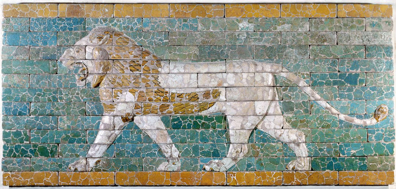 De leeuw die Ishtar vertegenwoordigt, fries van de processieweg naar de grote tempel in Babylon, begin 6e eeuw v.Chr. door Unbekannt Unbekannt