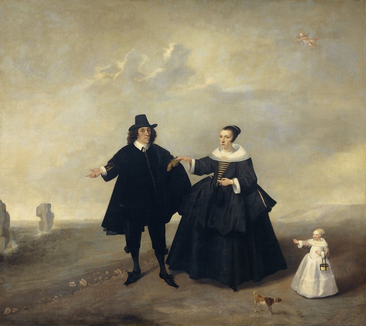 Portret van een getrouwd stel met kind, leden van de Beresteyn familie, ca. 1655 door Unbekannt Unbekannt