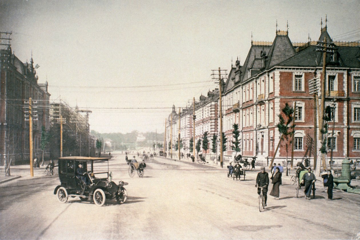 Straatscène in Tokio, Japan, ca. 1895-1900 door Unbekannt Unbekannt