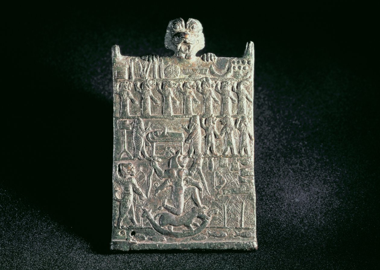 00362 Plaquette van de Hel, die de samenzwering tegen Lamashtu uitbeeldt, Neo-Assyrisch, uit Mesopotamië, c.1700 BC door Unbekannt