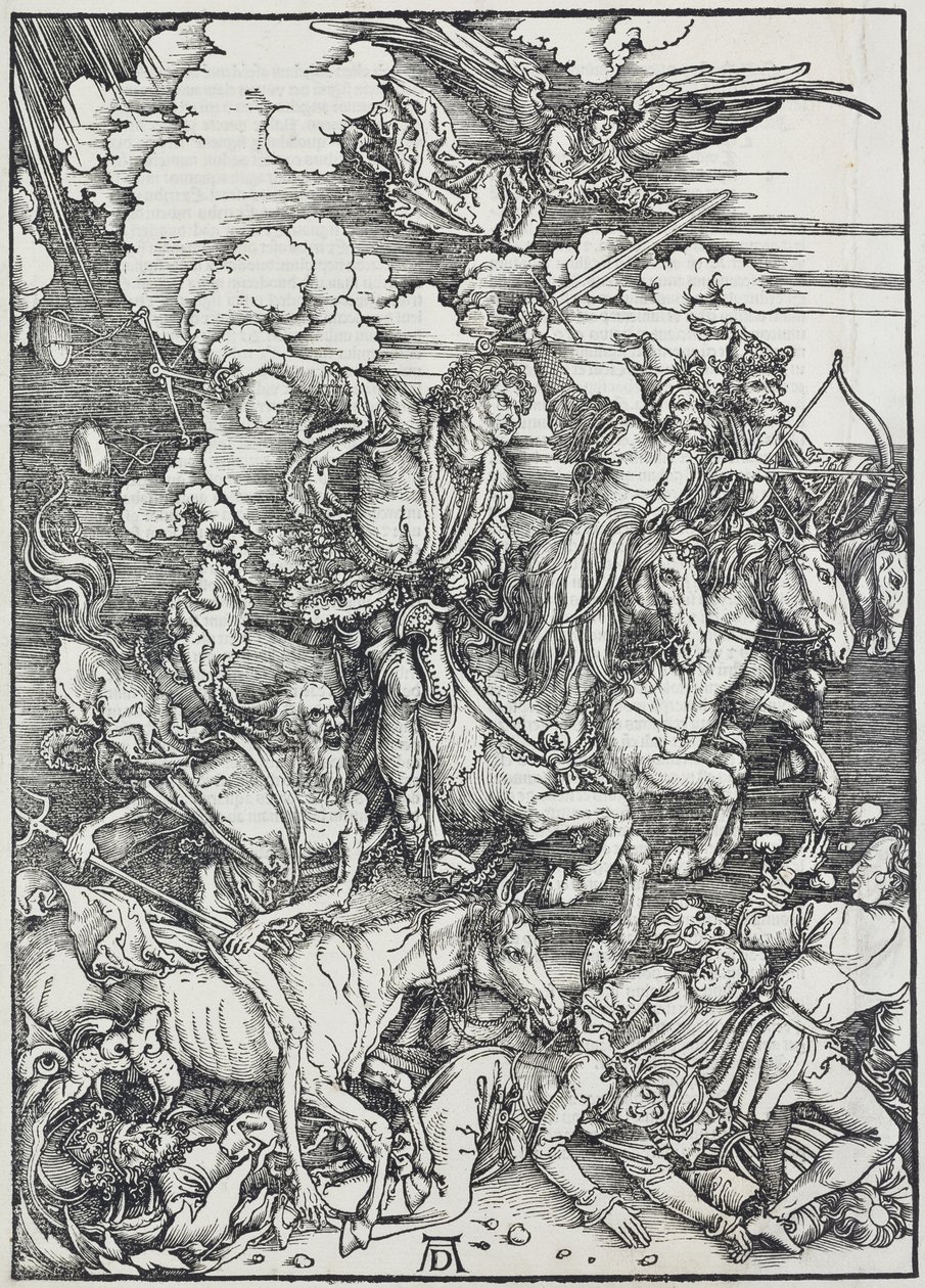 05. Albrecht Dürer, Apocalyps, III. De vier apocalyptische ruiters, Nationale Galerij Praag door Unbekannter Künstler