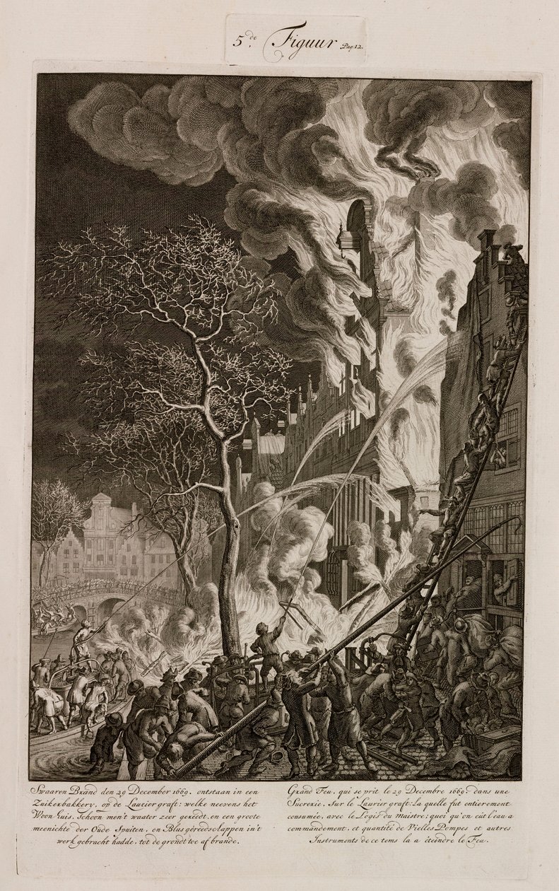 Een brand in een suikerraffinaderij, Amsterdam, Nederland, 29 december 1669 door Unbekannt