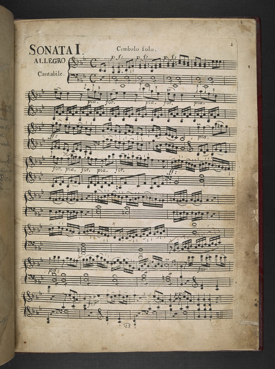 Add MS 41631 f.2r Beethovens kopie van zijn drie vroege pianosonates in Es, F mineur en D door Unbekannter Künstler