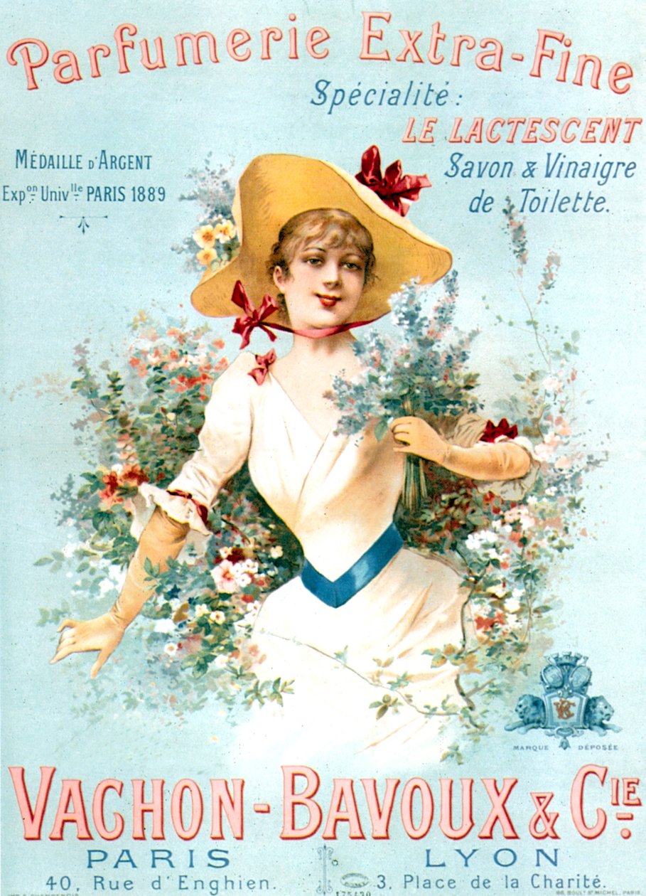 Advertentieposter voor Vachon Bavoux parfums ca. 1891 door Unbekannter Künstler