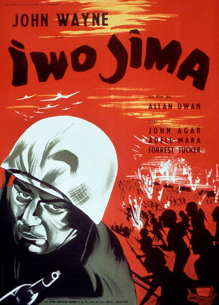 Poster van de film Iwo Jima met John Wayne 1949 door Unbekannt