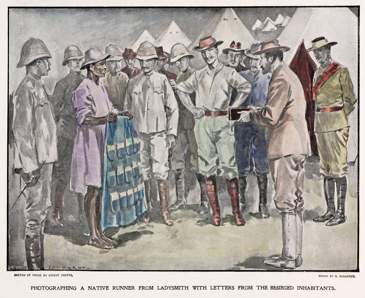 Afrikaan die brieven bezorgt aan Britse soldaten tijdens de Boerenoorlog, c 1900 door Unbekannt