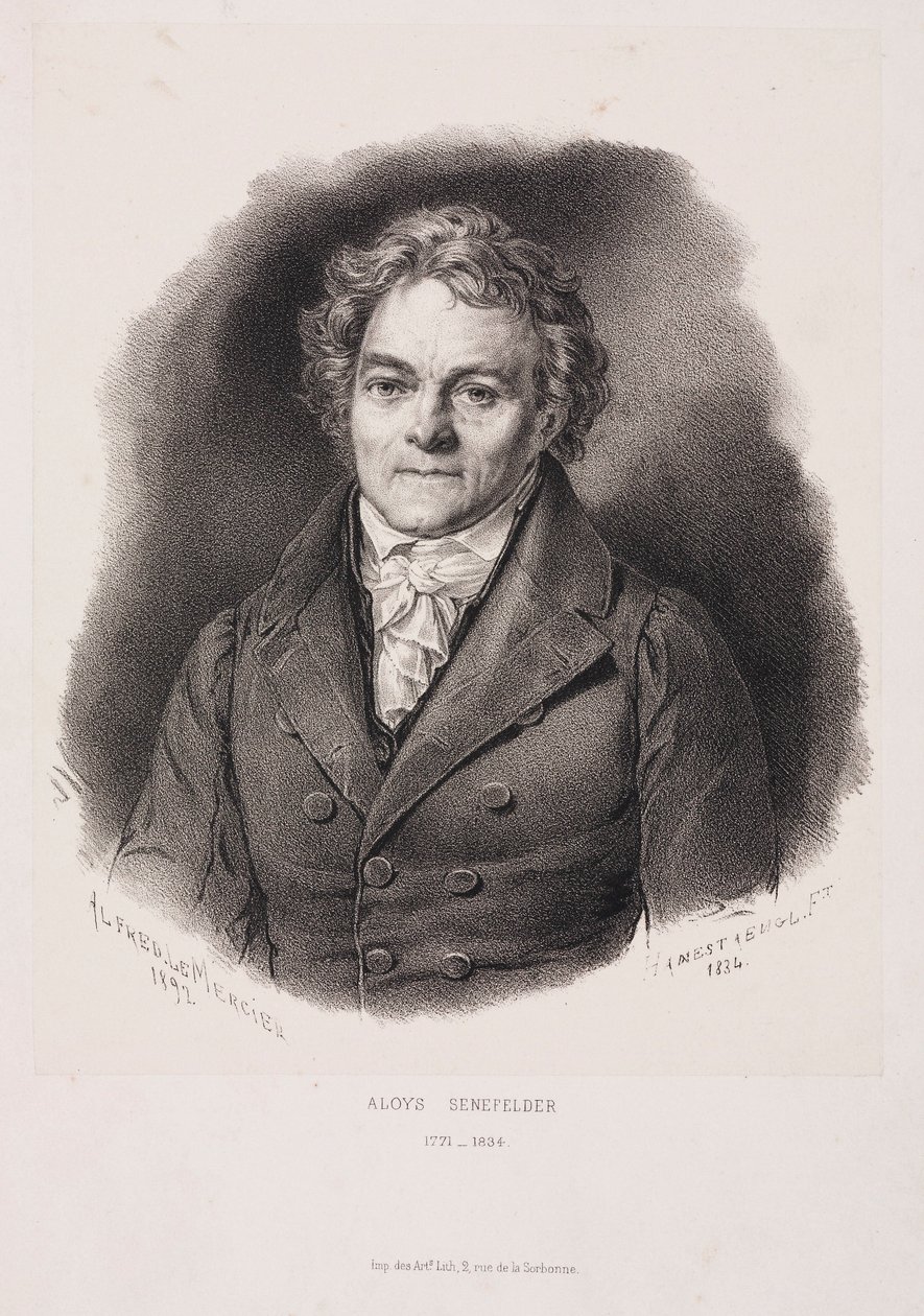 Alois Senefelder, Duitse uitvinder van lithografie, begin 19e eeuw door Unbekannt