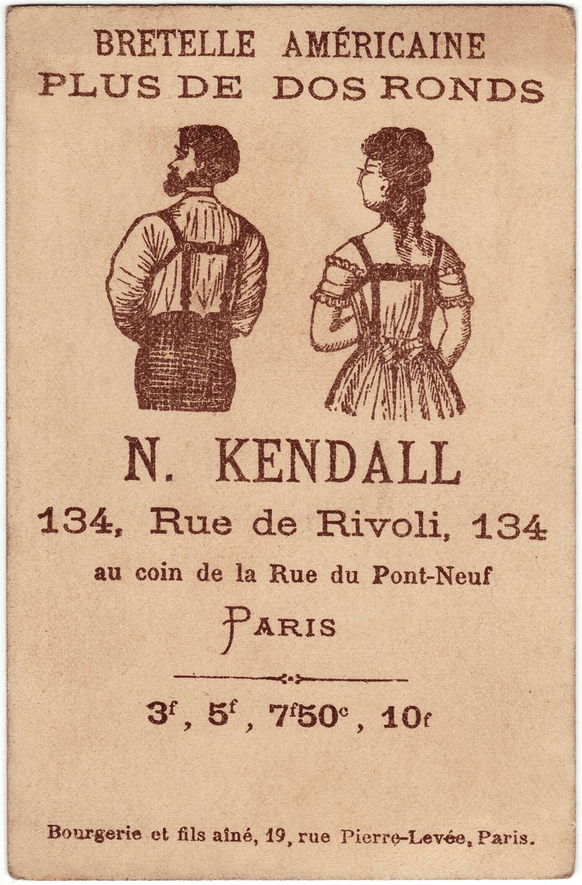 Amerikaanse schouderriem plus ronde rug, reclame voor de Kendall door Unbekannter Künstler