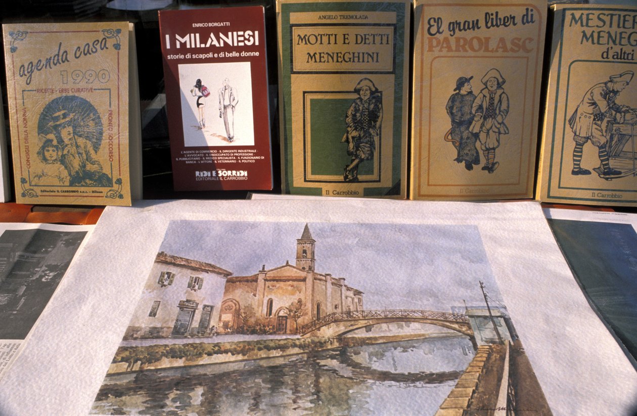 Antieke handelsmarkt, Naviglio Grande, Milaan, Lombardije, Italië door Unbekannt