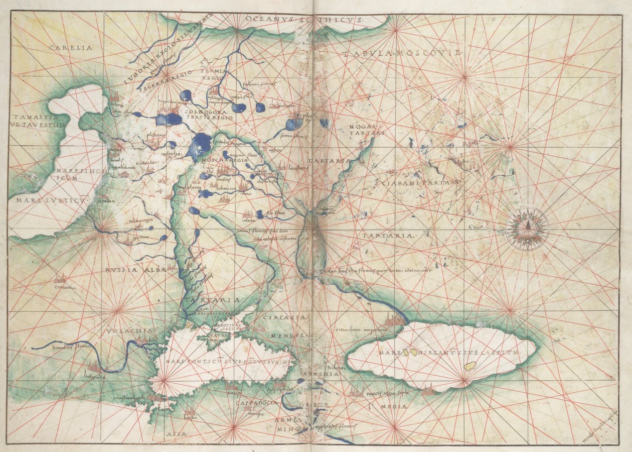 Battista Agnese, PORTOLAAN ATLAS (Italië ca. 1550) 2 door Unbekannter Künstler