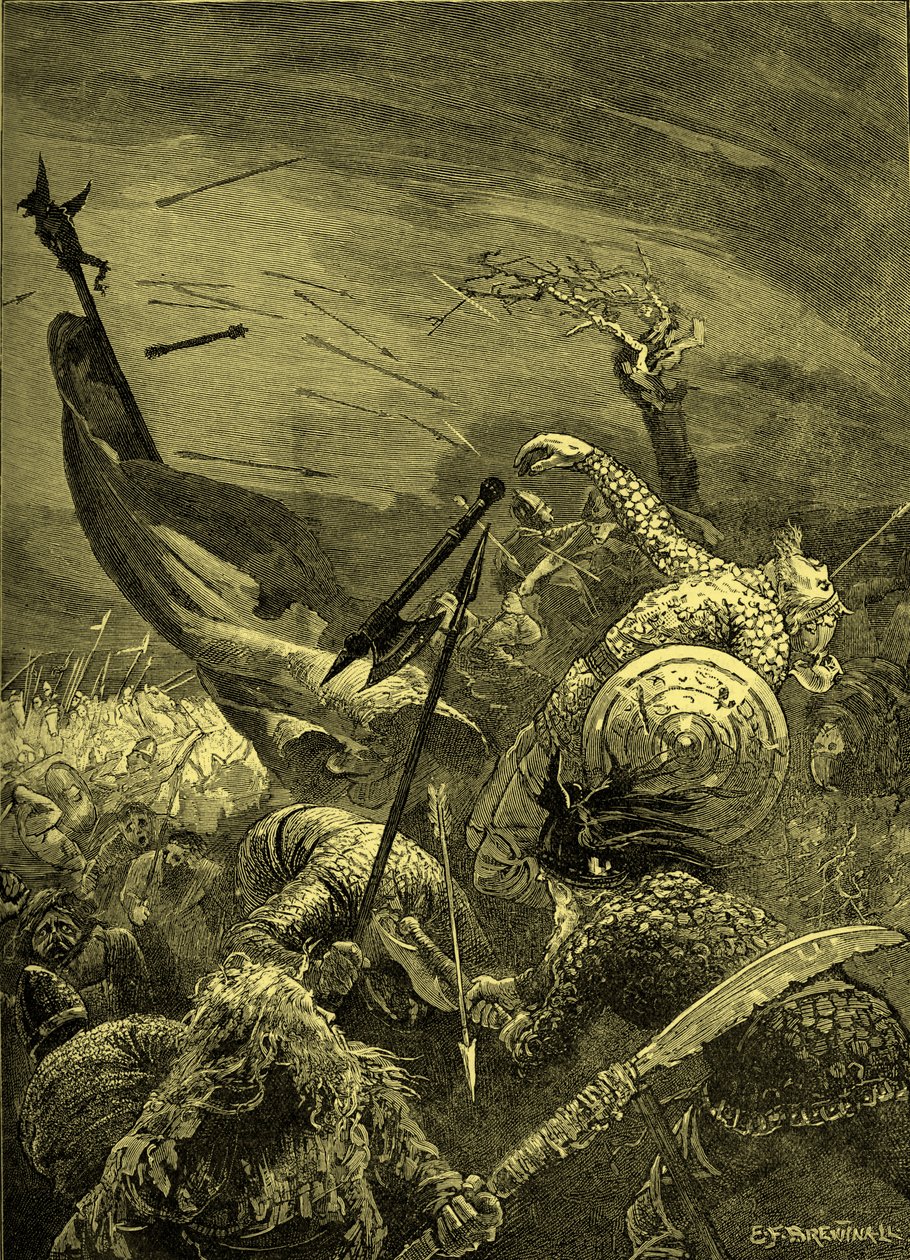Slag bij Hastings - dood van Harold II (gravure) door Unbekannter Künstler