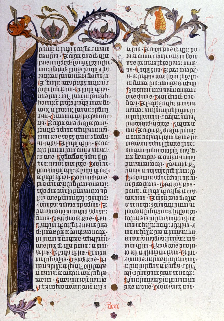 Bijbelpagina 36 regels van Gutenberg, Mainz door Unbekannter Künstler