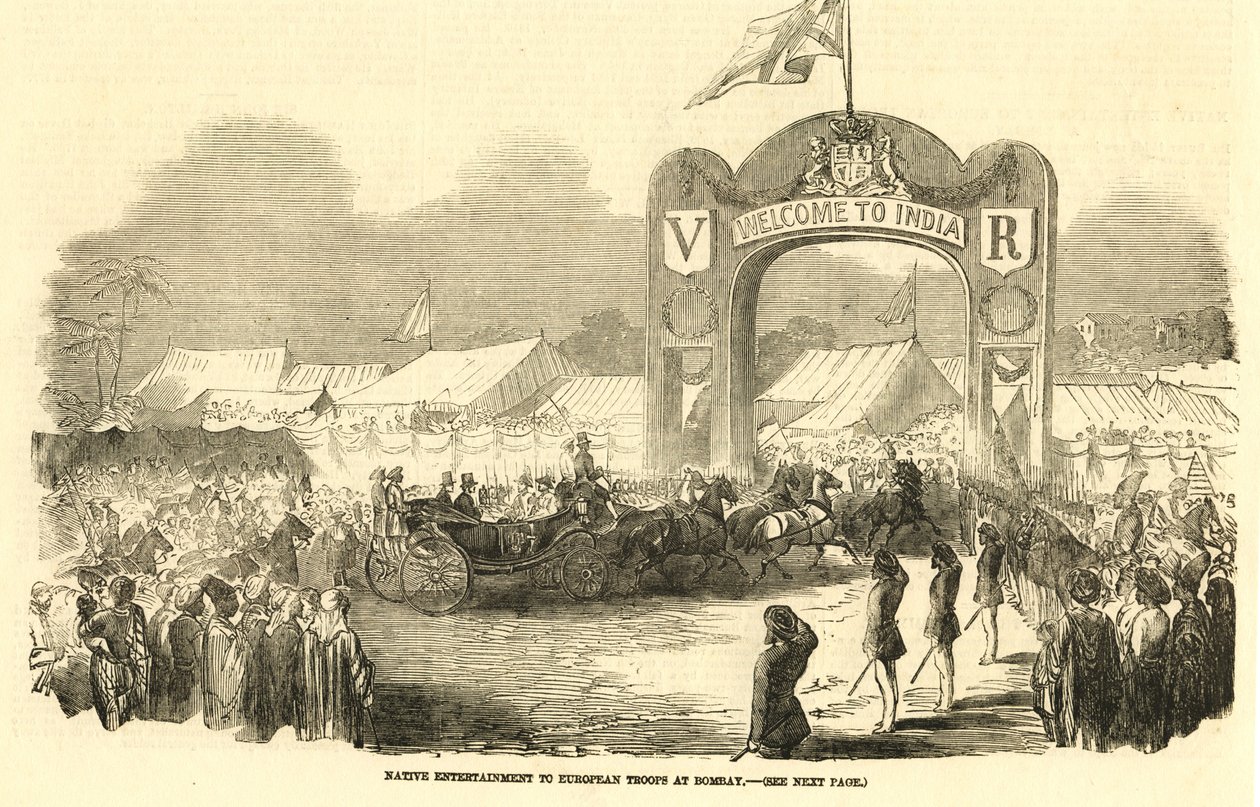 Brits rijtuig in Bombay, ca. 1800 (illustratie) door Unbekannter Künstler