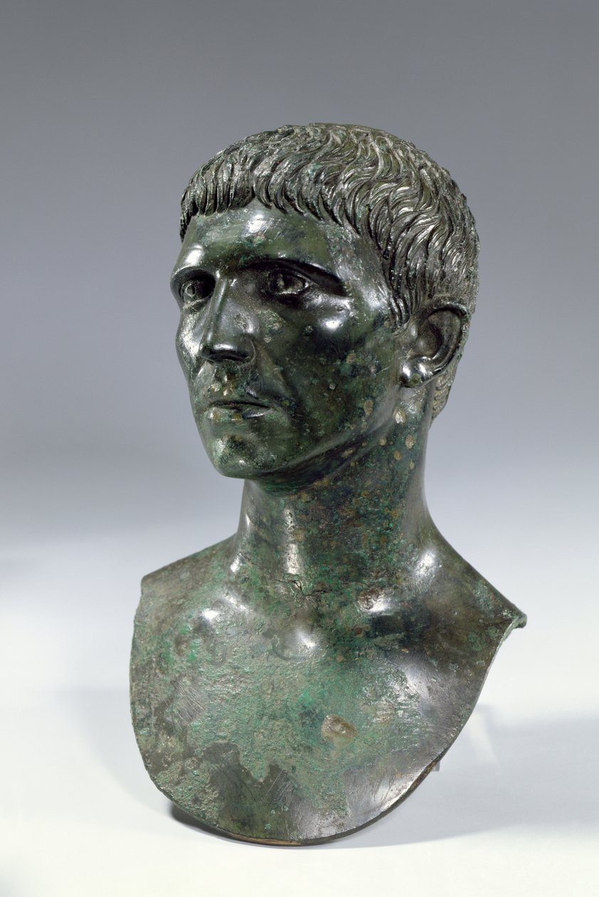 Bronzen hoofd van een man, Romeins, begin 1e eeuw v.Chr. of 2e eeuw n.Chr. door Unbekannt