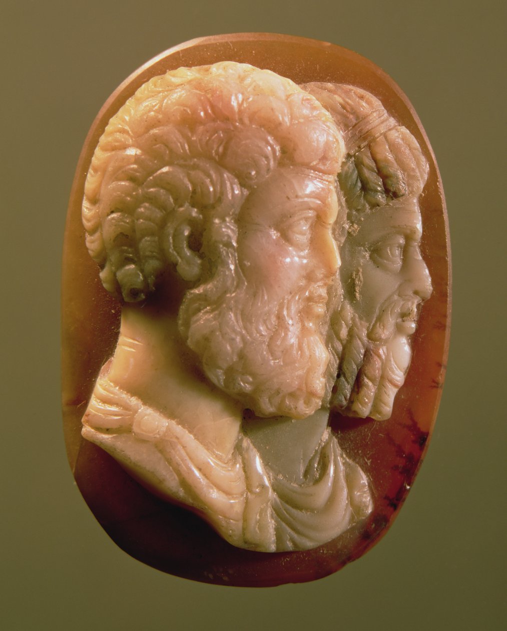 Camee met Marcus Aurelius (121-180) en Lucius Verus (130-169) Romeins door Unbekannt