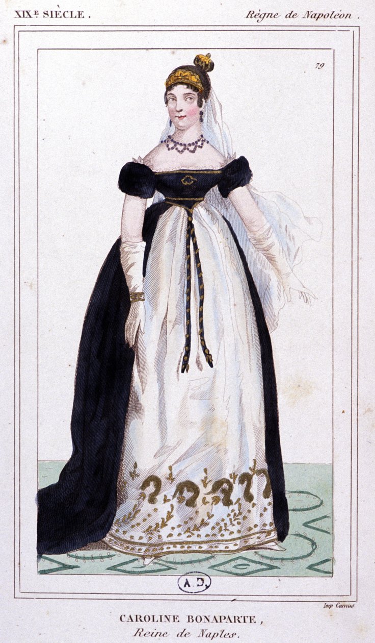 Caroline Bonaparte, ca. 1810 (gravure) door Unbekannter Künstler