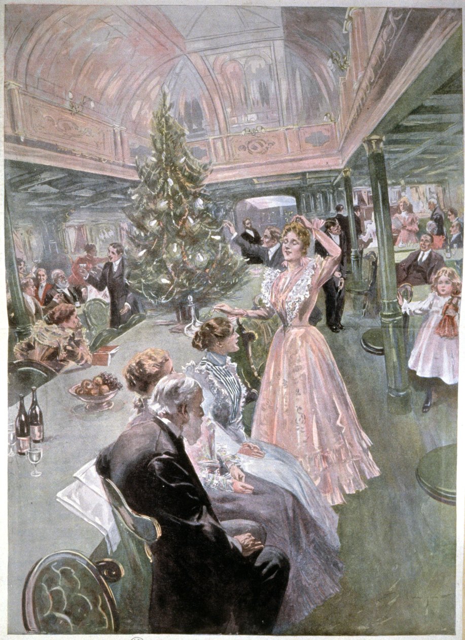 Kerstavond op een cruiseschip, ca. 1900 (illustratie) door Unbekannter Künstler