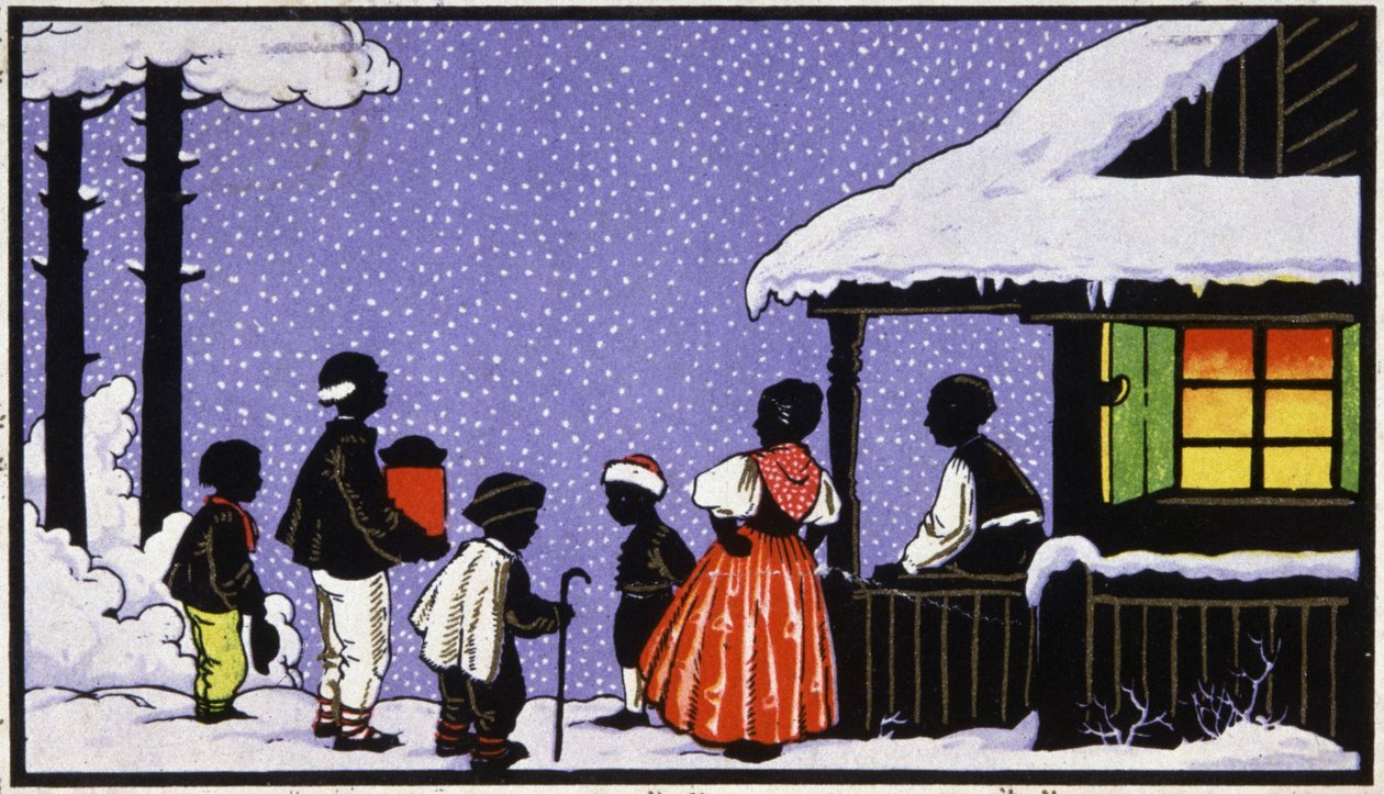 Kerstfeest in een dorp in Oostenrijk, ca. 1910 door Unbekannter Künstler
