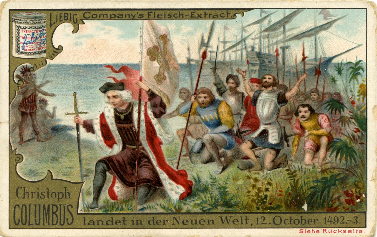 Christoffel Columbus arriveert in de Nieuwe Wereld door Unbekannter Künstler
