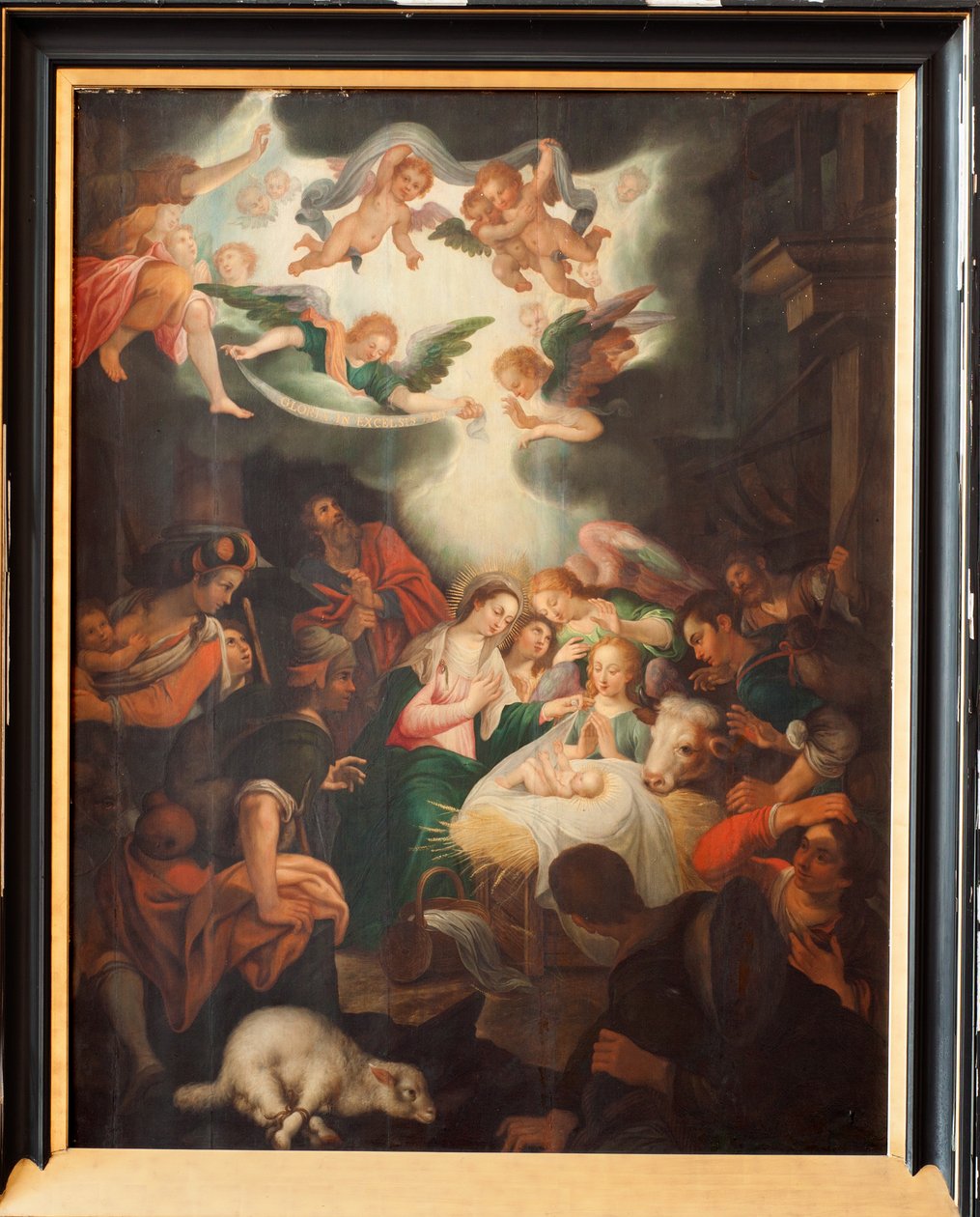 Basiliek Notre-Dame de Tongre. Interieur. Drieluik. De Geboorte. door Unbekannter Künstler