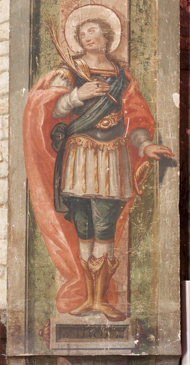 Kerk Sint Laurentius (Església Sant Llorenç). Interieur. De apsis. Detail. Muurschilderingen. Barok. door Unbekannt