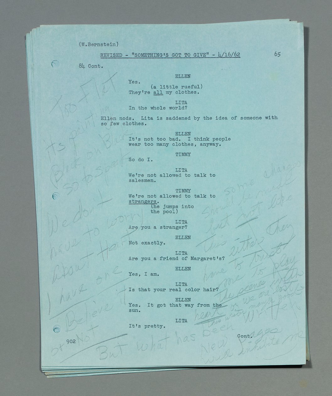 Collectie losse herziene scriptbladen van Marilyn Monroe