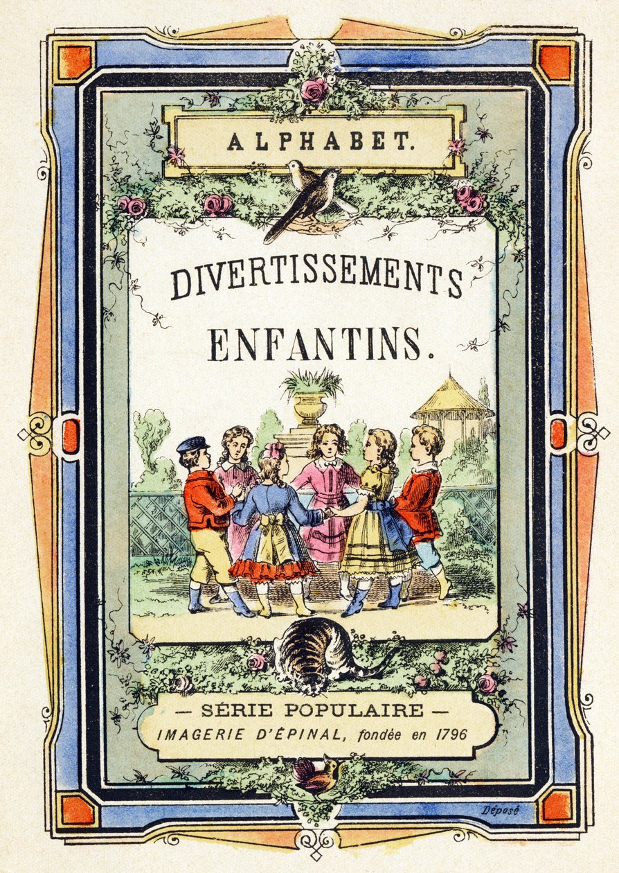 Omslag - ronde van kinderen in een tuin - Alfabet - Kindervermaak - Beeld van Epinal, populaire serie ca. 1890 (illustratie) door Unbekannt