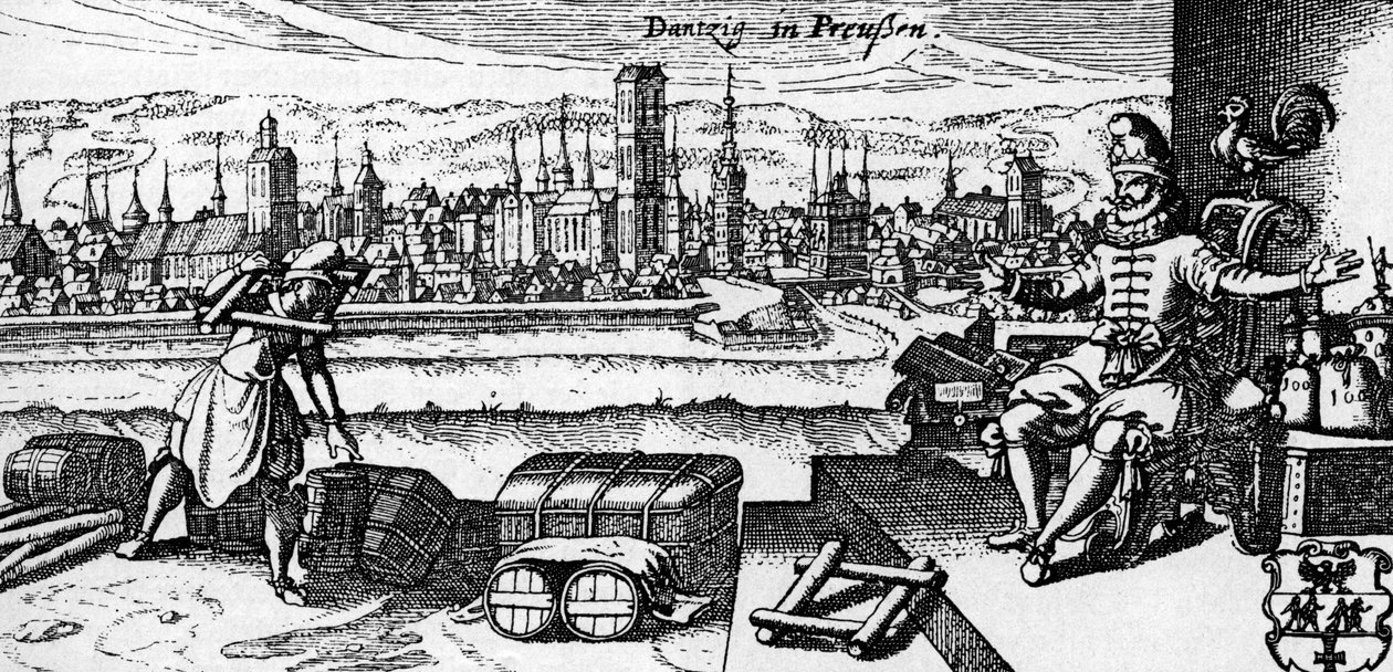 Danzig / Gdansk - uitzicht op de stad, ca. 1700 door Unbekannter Künstler