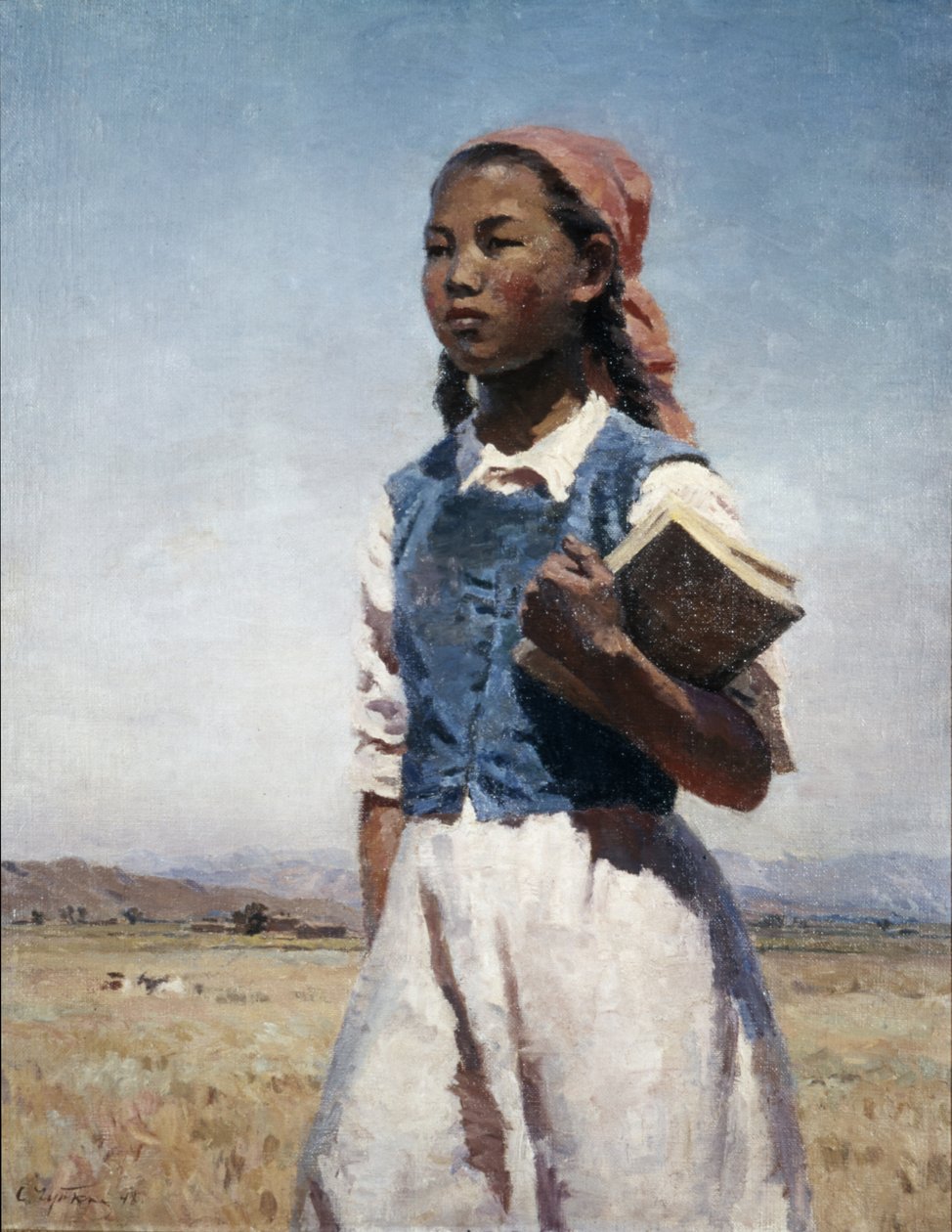 Dochter van Sovjet-Kirgizië, 1948 schilderij van Semyon Chuikov, socialistisch realisme door Unbekannt