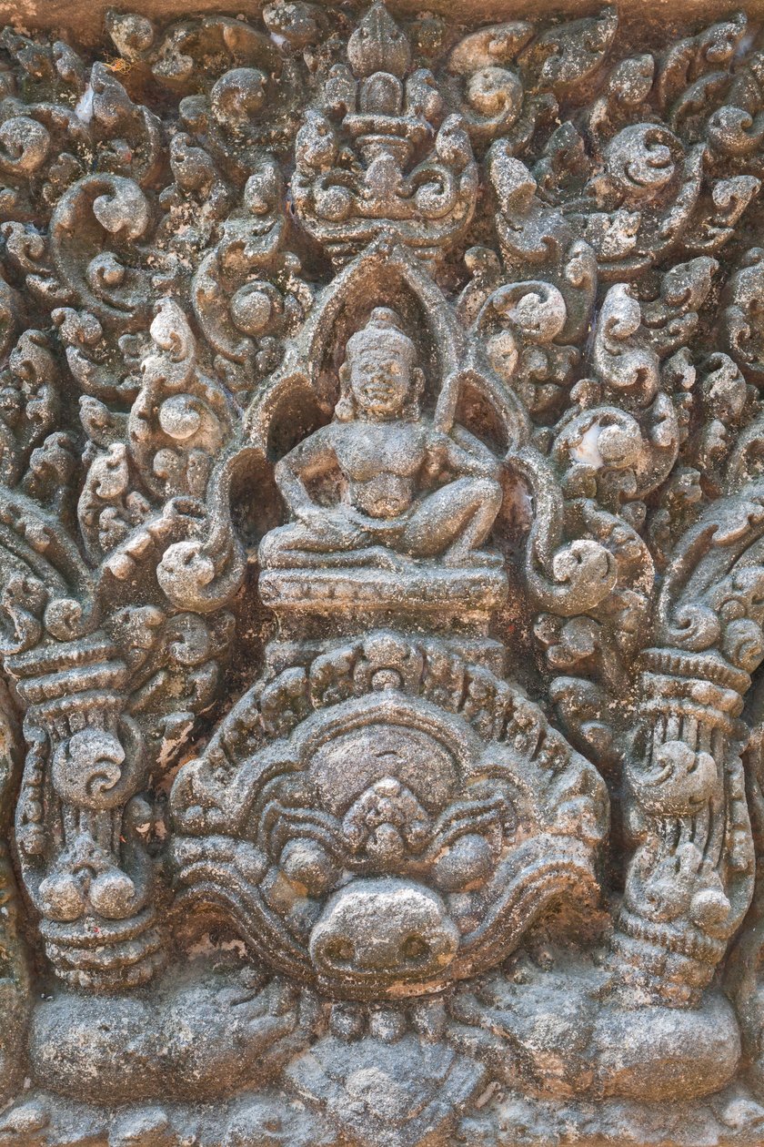 Detail van een latei met de figuur van mogelijk Indra op Kala, Baphuon-stijl door Unbekannter Künstler