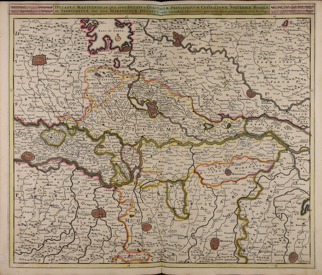 Ducatus Mantuensis : in qua sunt ducatus Guastallae principatuum Castiglionae Solverinae Bosolae et Sabbionettae nec non Mirandolae ducatus : cum ommibus adjacentibus provinciis door Unbekannter Künstler