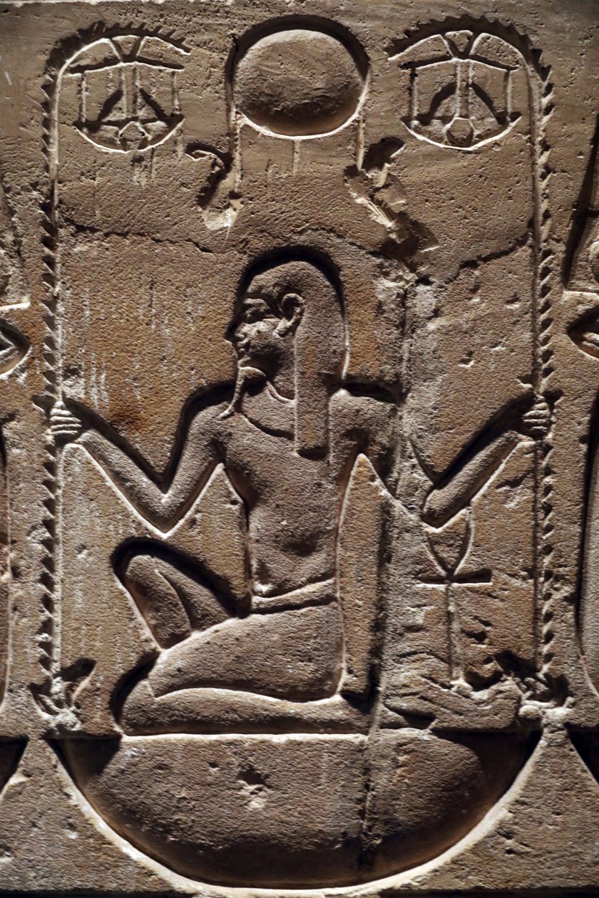 Egypte, Medamud, Montu tempeldeur, detail 221-205 v.Chr. door Unbekannter Künstler