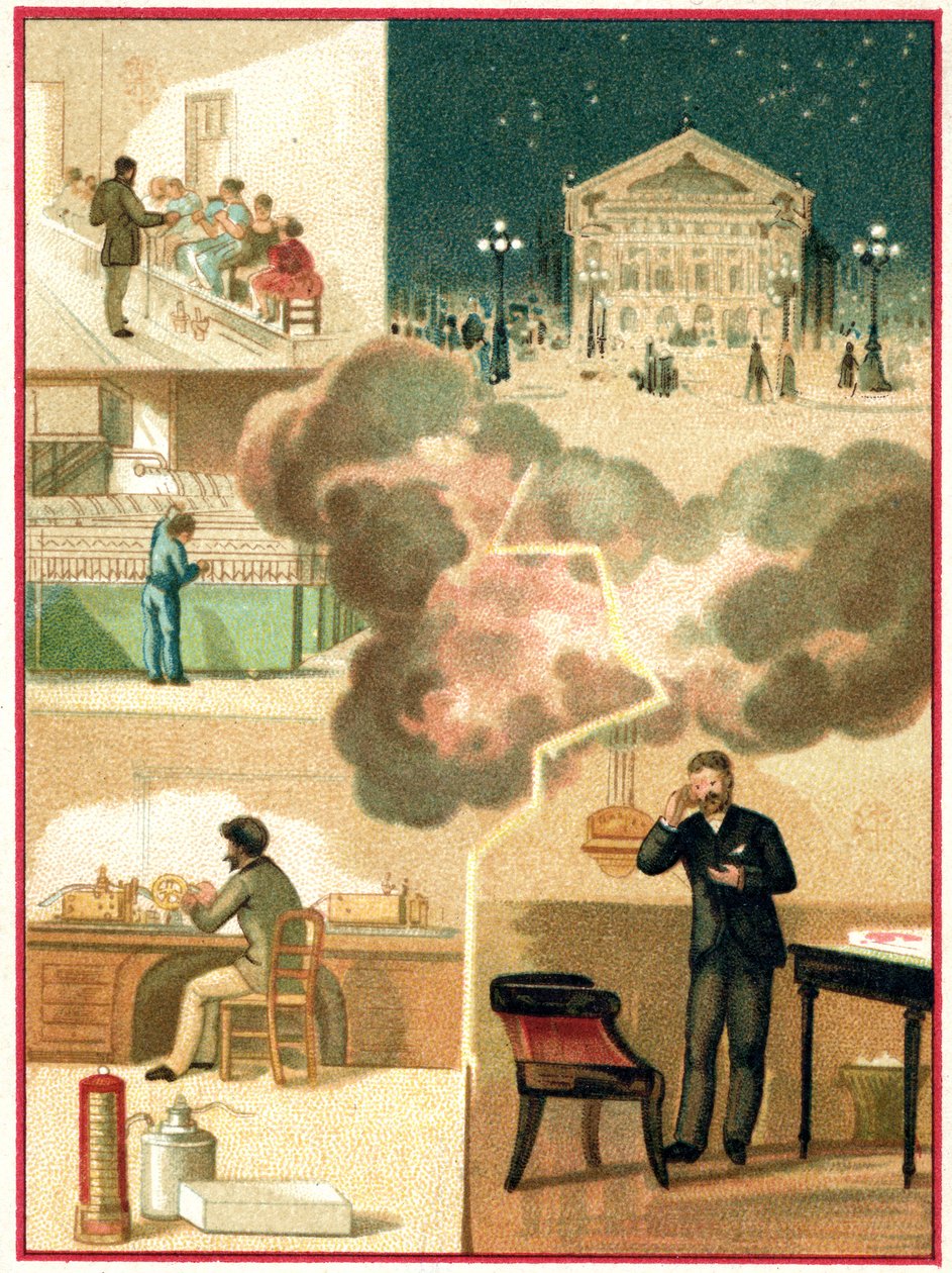 Elektriciteit: van de krachtcentrale tot de stadsverlichting, ca. 1900-1910 door Unbekannter Künstler