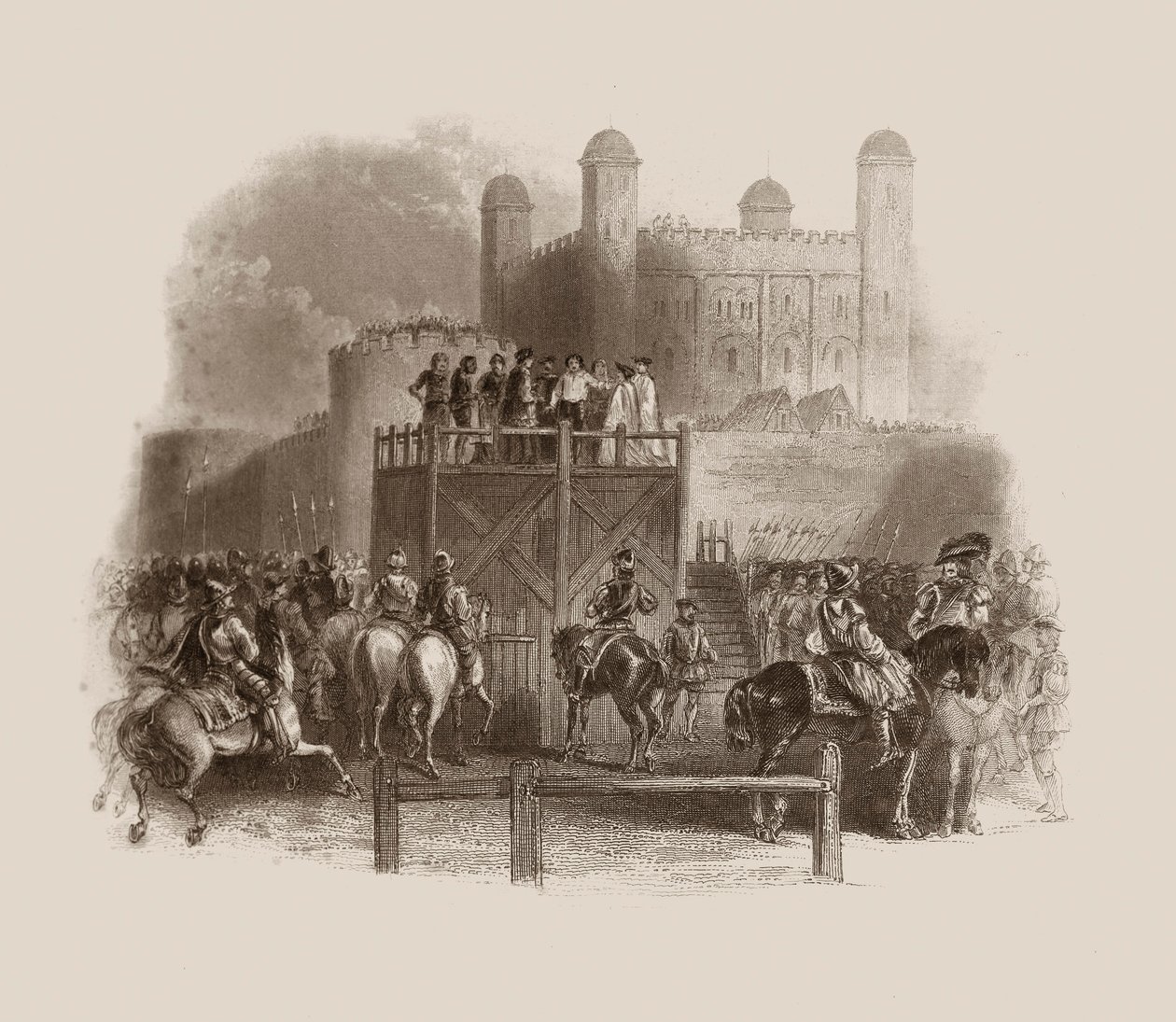 Executie van John Dudley in 1553 (gravure) door Unbekannter Künstler