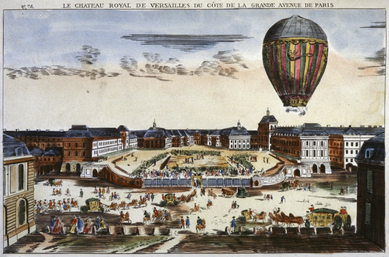 Experiment met een heteluchtballon in Versailles door Unbekannter Künstler