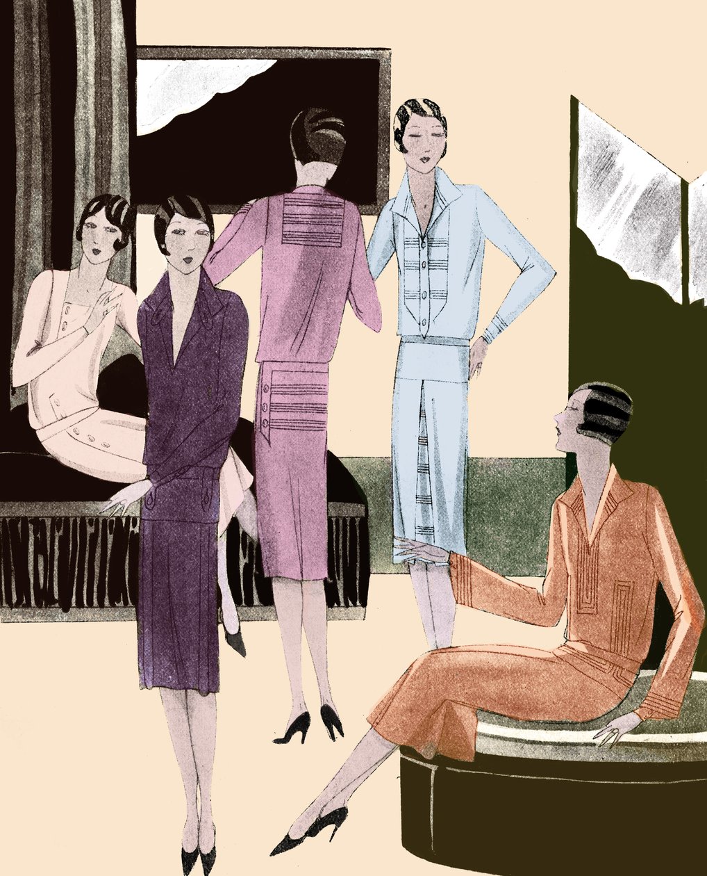 Modejurken in de lente van 1928 door Unbekannter Künstler
