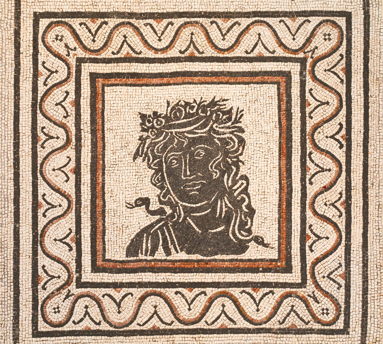 Vloermozaïek met het beeld van een seizoen in het midden, derde eeuw na Christus, nationaal museum van Rome (museo nazionale romano), Rome, Italië door Unbekannter Künstler