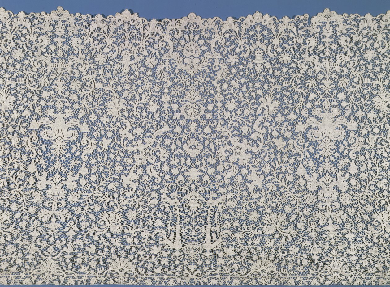 Volant van guipure kant, Frans, c.1700 door Unbekannt