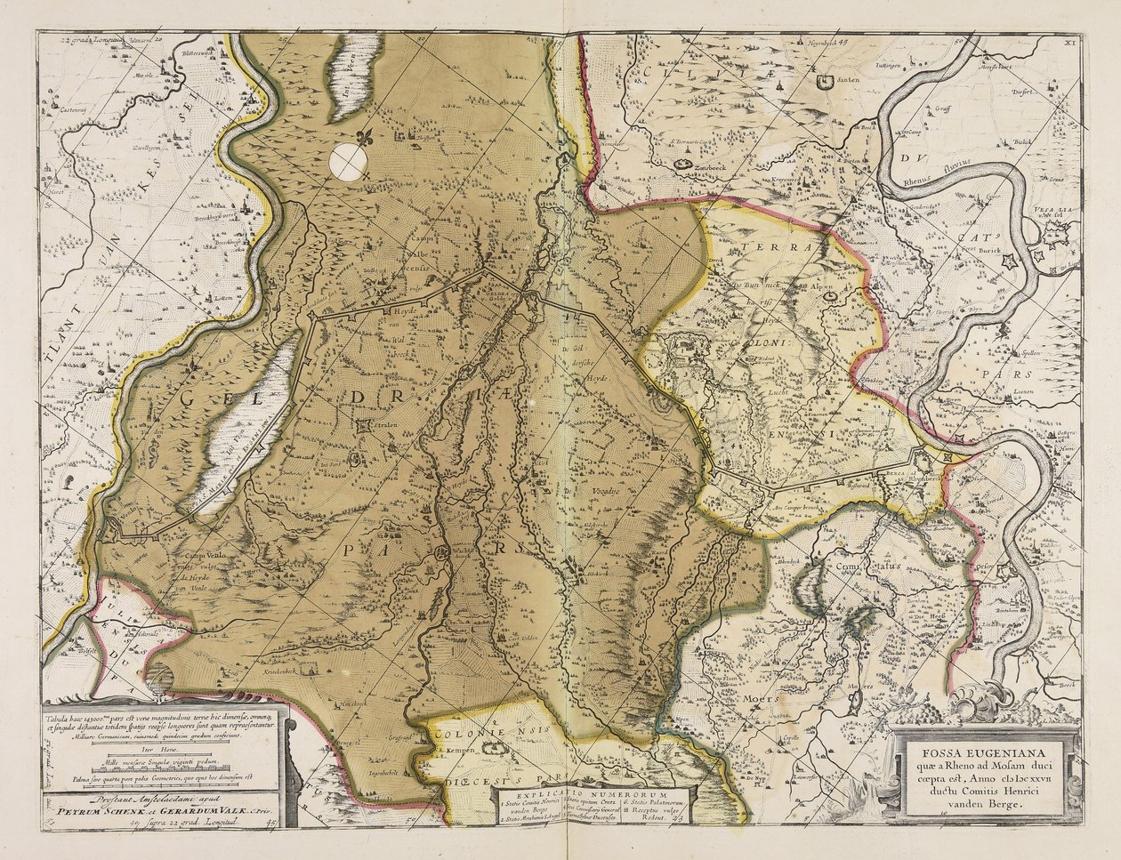 Fossa Eugeniana quae a Rheno ad Mosam duci coepta est anno MDCXXVII ductu comitis Henrici vanden Berge door Unbekannter Künstler