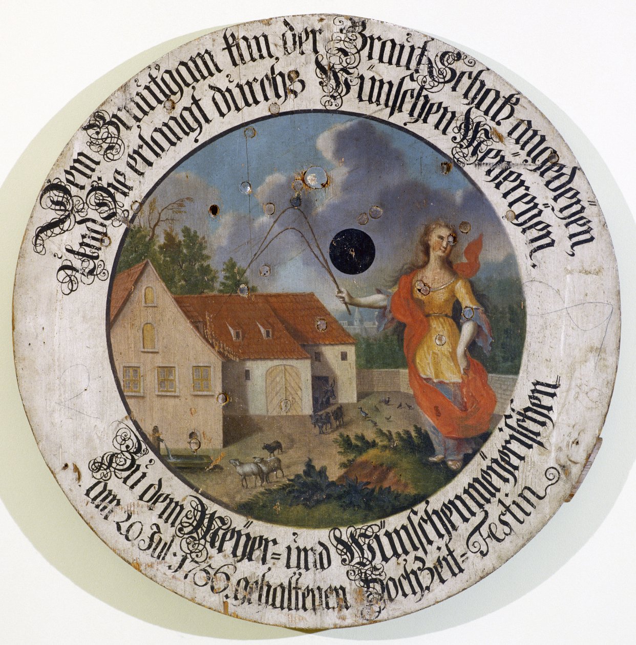 Frankisch Museum Feuchtwangen Midden-Franken Beieren Duitsland schietschijf collectie huwelijksdoel uit 1756 met godin Fortuna door Unbekannt
