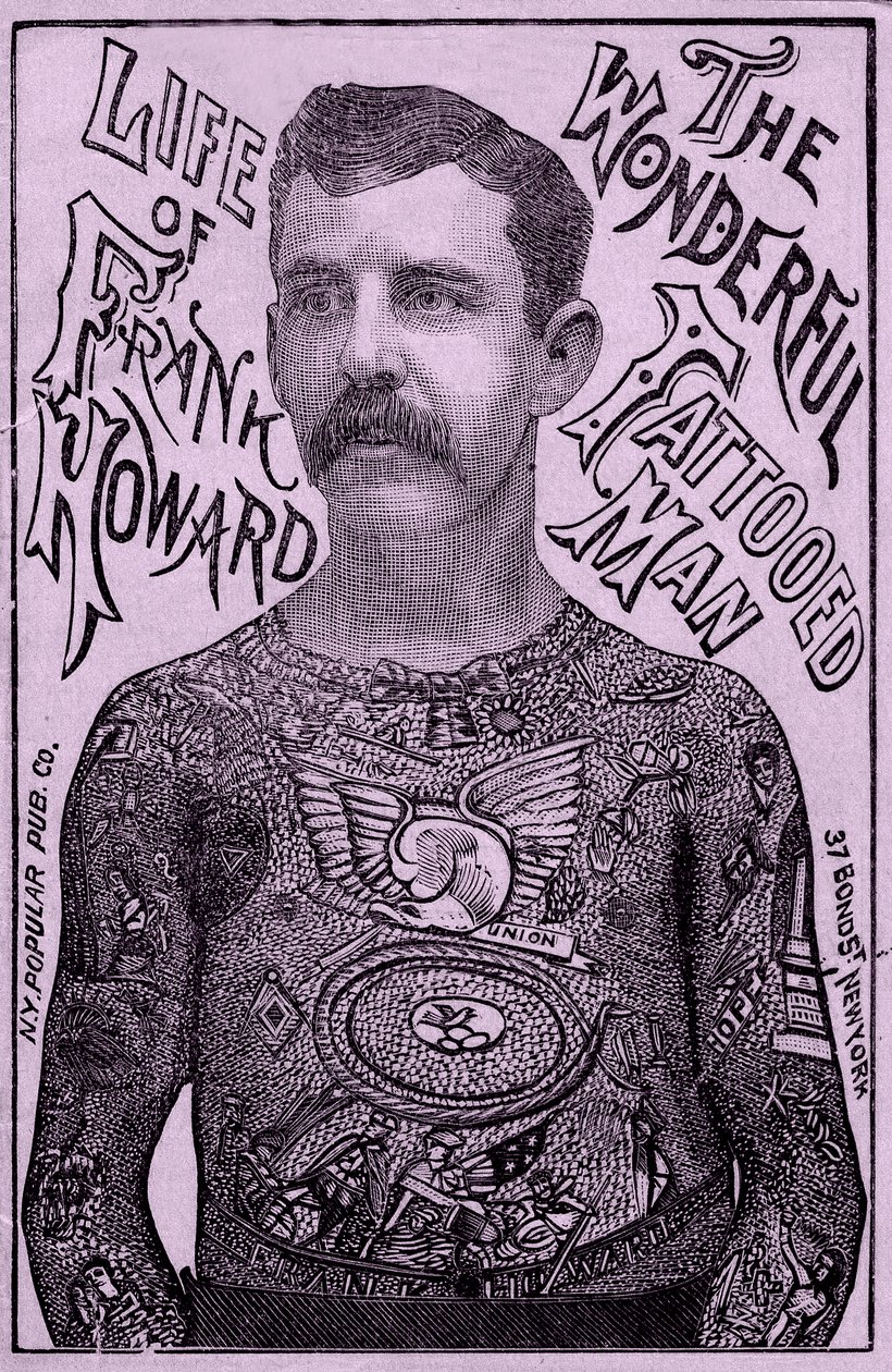 Frank Howard de Wonderbaarlijk getatoeëerde man, ca. 1900 door Unbekannt