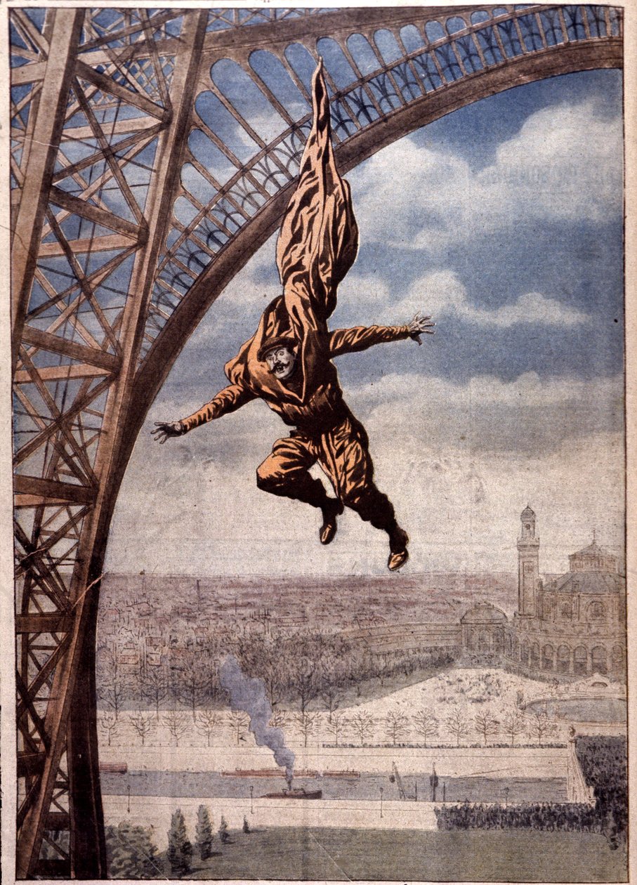 Franz Reichelt stierf bij het testen van zijn "parachutejas" van de Eiffeltoren door Unbekannter Künstler