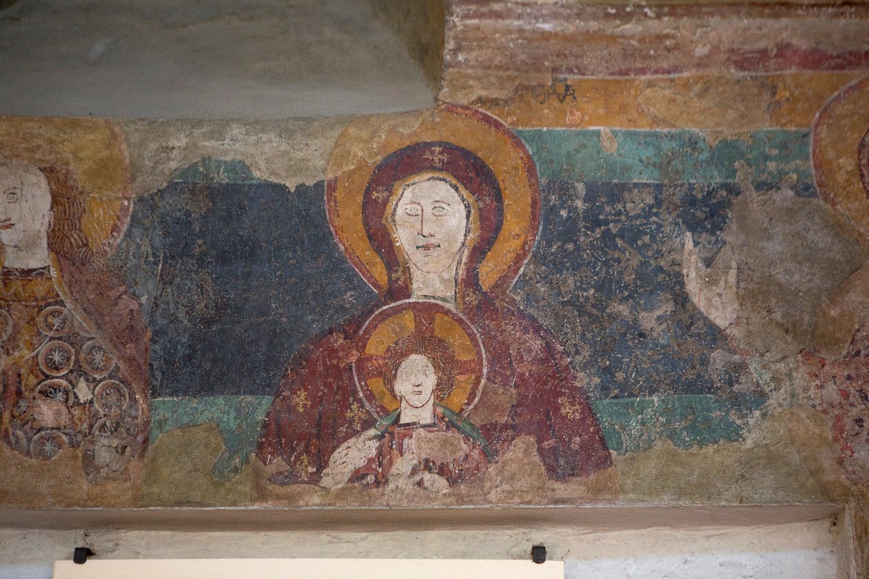 Fresco in de Santa Maria Assunta kerk, Arqua Petrarca, Veneto, Italië door Unbekannt