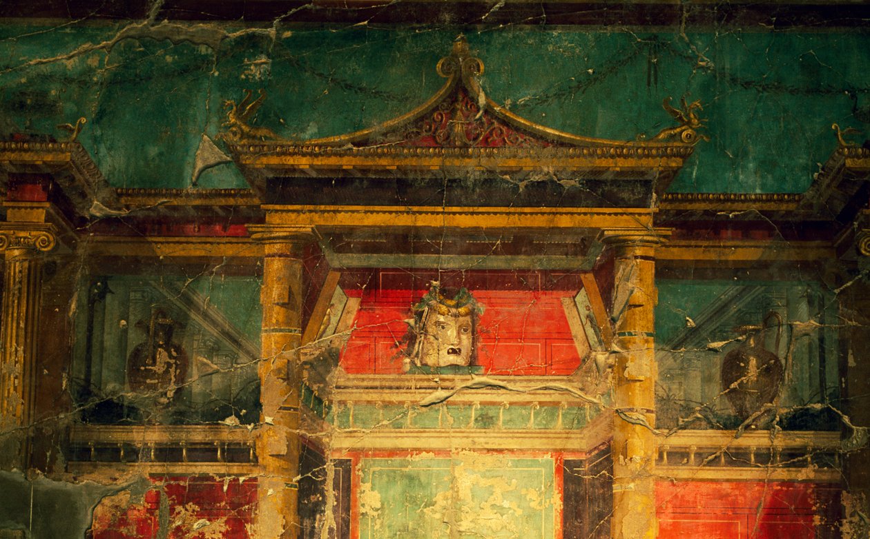 Fresco in salon, Villa Poppaea, archeologisch gebied van Oplonti, Torre Annunziata (Unesco Werelderfgoedlijst) door Benjamin Baud