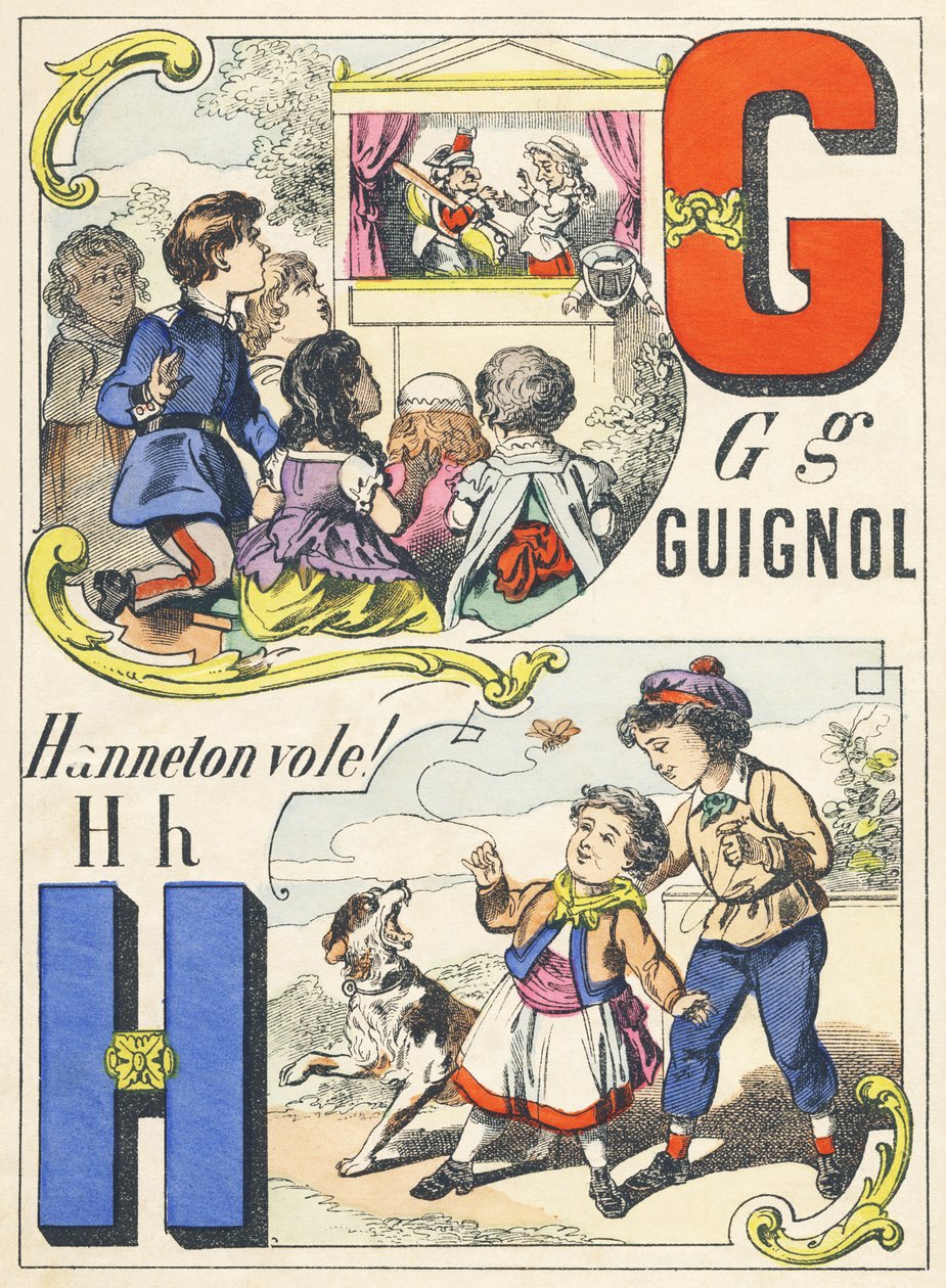 G H: Guignol, Hanneton vlieg! - Spelletjes Alfabet, c.1890 door Unbekannt