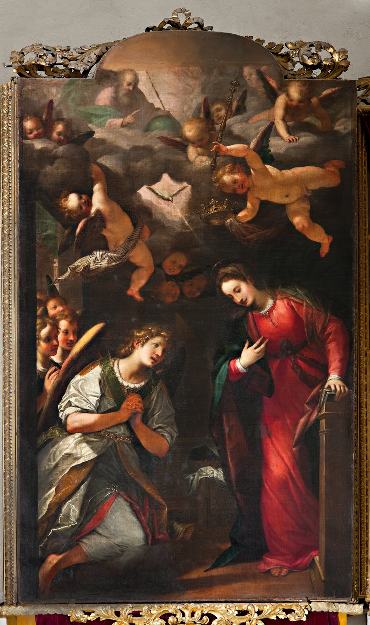Genua, Duomo (Sint-Laurenskathedraal), binnen, Noordelijke zijbeuk: "Aankondiging" door Unbekannter Künstler