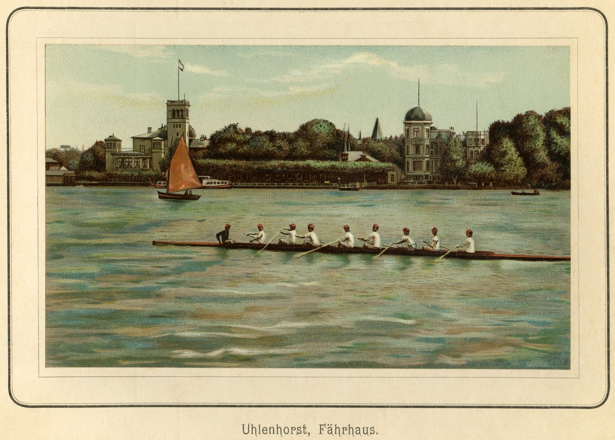 Duitsland, Hamburg, Uhlenhorst veerhuis nabij het Alstermeer, illustratie uit: 