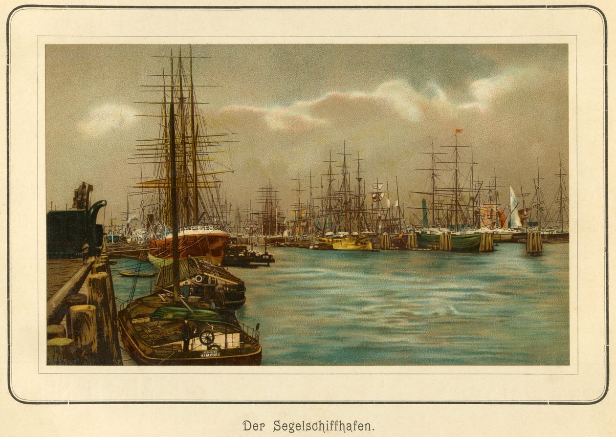 Duitsland, Hamburg, de haven voor de zeilschepen, lithografie uit: 
