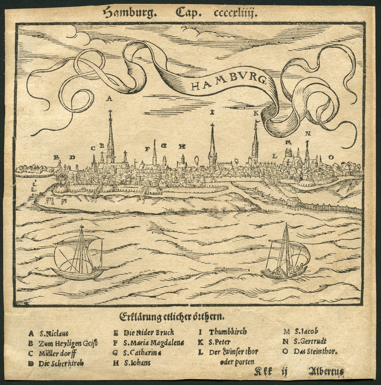 Duitsland, Hamburg, uitzicht op de stad, op de voorgrond de Elbe rivier door Unbekannter Künstler