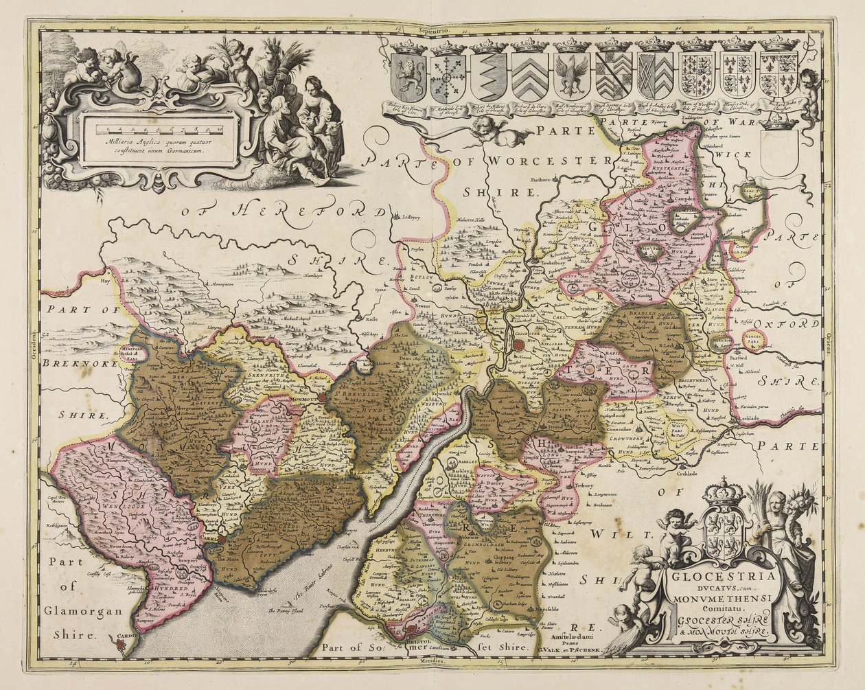 Glocestria ducatus cum Monumethensi comitatu  Glocester Shire amp; Monmouth Shire door Unbekannter Künstler
